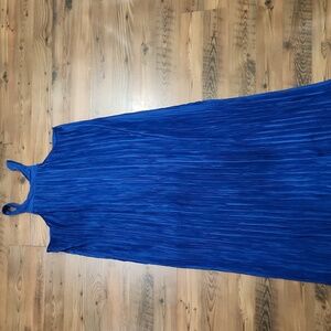 Anthropologie Halter Neck Plissé Micro Pleated Maxi Dress Colbalt Blue Size XL